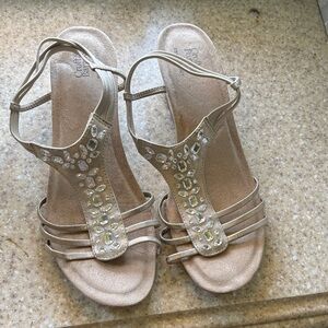 Croft & Barrow brushed gold tone Rhinestone Sandals